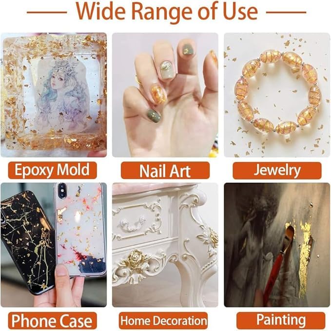 Image of A.S.K [28g] 4 Bottle Gold Flakes 2Gold, 1Silver, 1Copper Flakes, for Resin, Imitation Gold Foil Flakes, with tweezer for Decoration, Painting Arts, Nail Art, DIY Crafts etc.