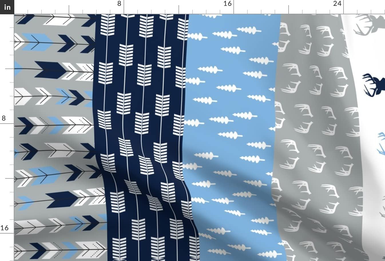 Spoonflower Fabric - Wholecloth Woodland Blue Quilt Top Cheater Navy Arrows Printed on Minky Fabric by The Yard - Sewing Baby Blankets Quilt Backing Plush