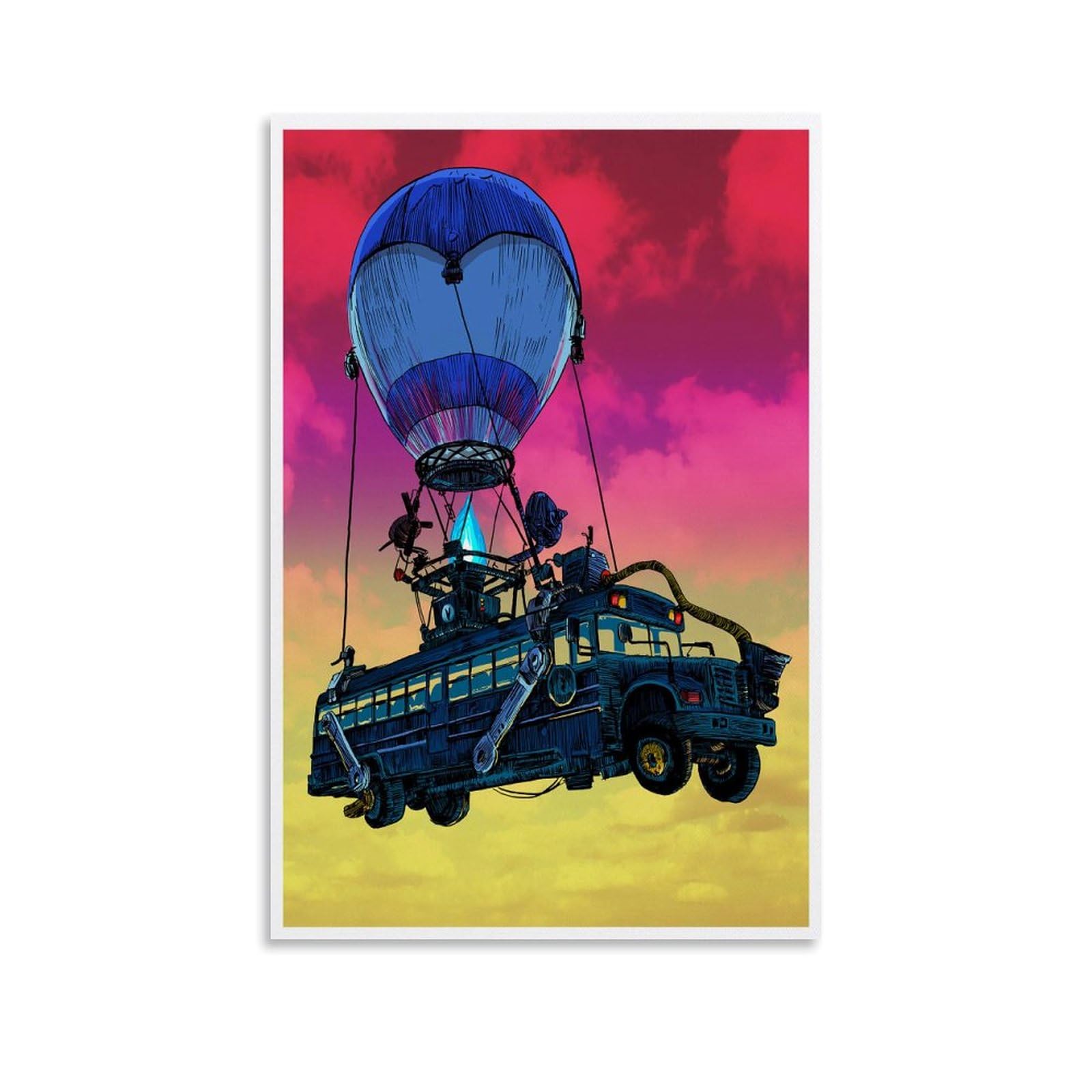 BIARA Battle Bus Poster Battle Royale Video Game Poster Posters for Room Aesthetic Canvas Wall Art Bedroom Decor 12x18inch(30x45cm), Unframe-style