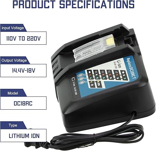 Miniatura 2 de 14.4V-18V DC18RC Charger Replacement for Makita Charger Compatible with 18V Battery Charger DC18RD DC18RA DC18SD DC18SE and 18V Lithium-Ion Battery