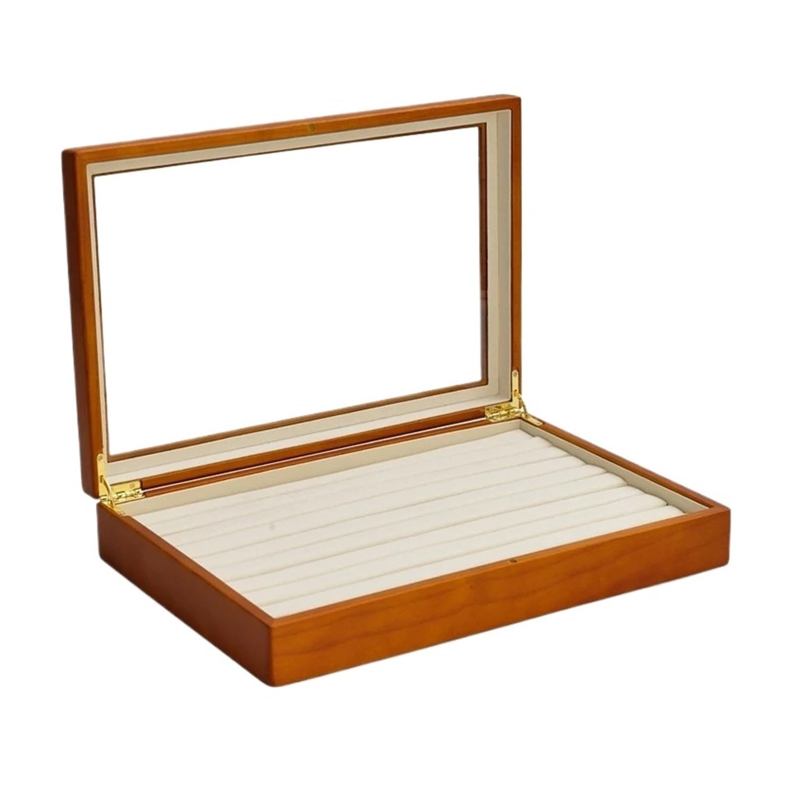 Boîte à bijoux en bois massif X02403 avec présentoir transparent pour bagues et colliers