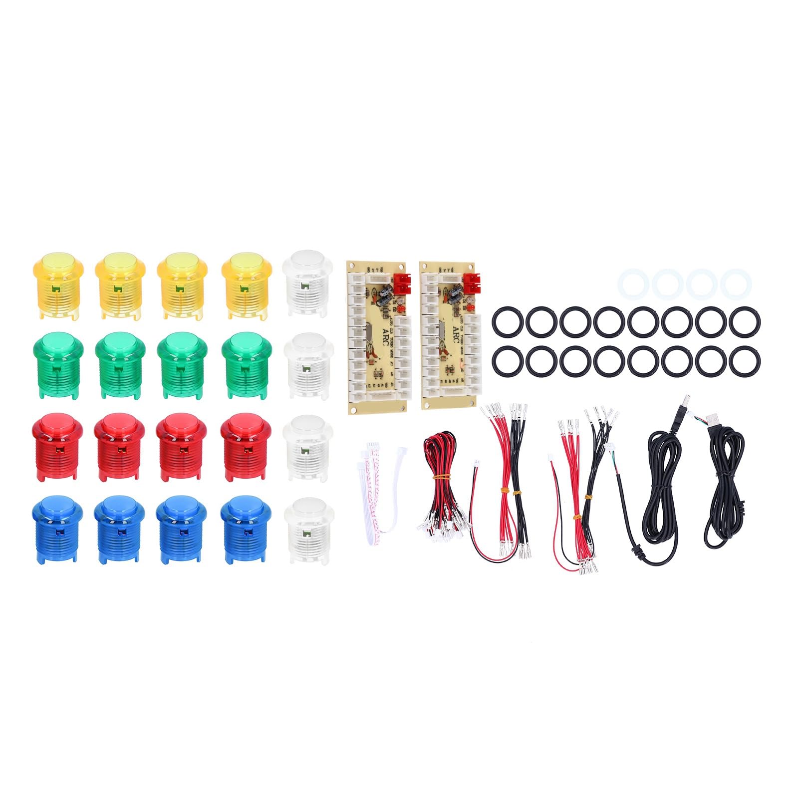 aqxreight Kit de DIY Codificador USB Retardo 5 Pines Joystick de 8 Vías Botones LED para Juegos PC Consola Multijugador 1M Clics