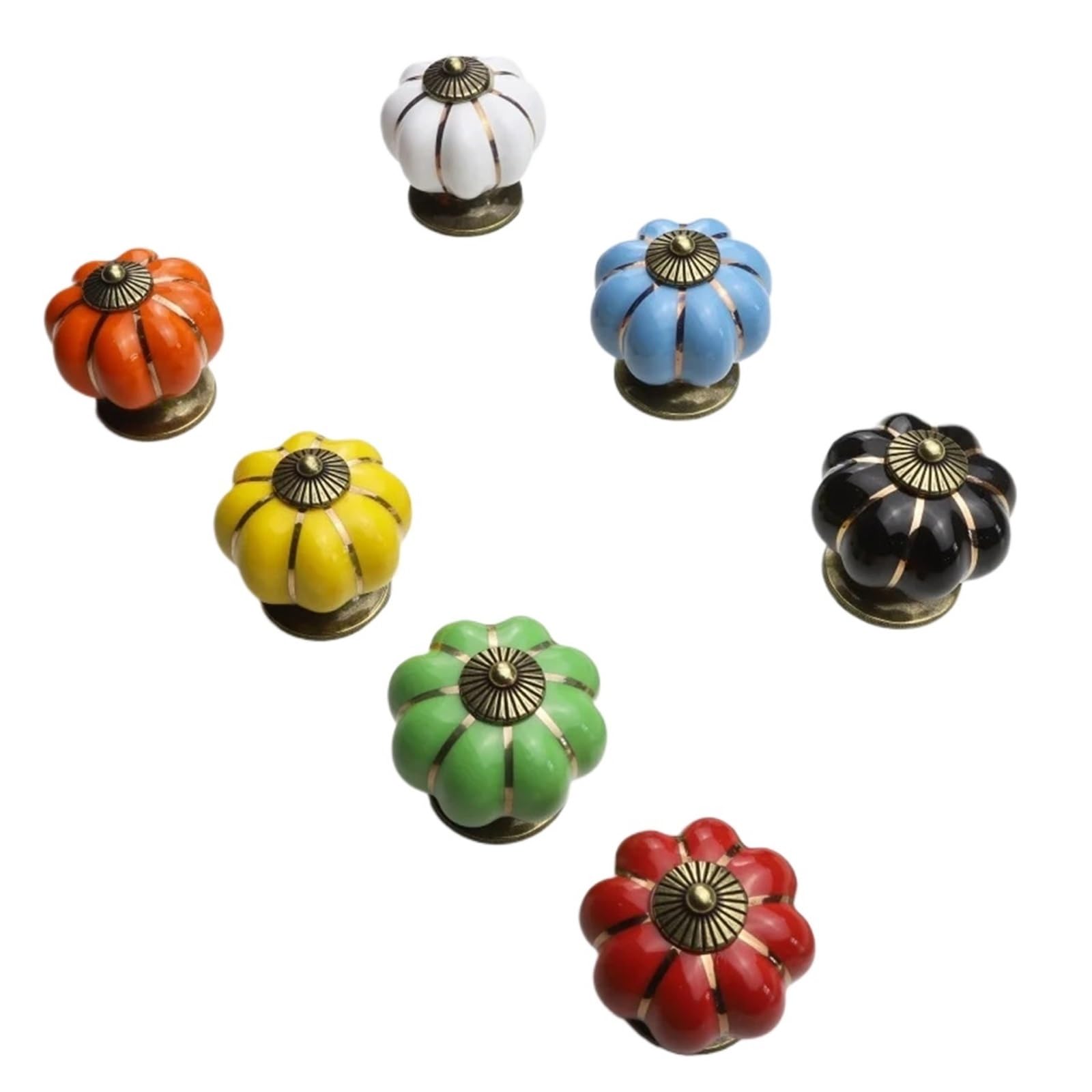 Kifsdlf 7Color 7Pcs Vintage Ceramic Pumpkin Drawer Knobs Furniture Door Handles Kitchen Cabinet Pulls Closet Wardrobes Accessories For Cupboard Wardrobes Furniture