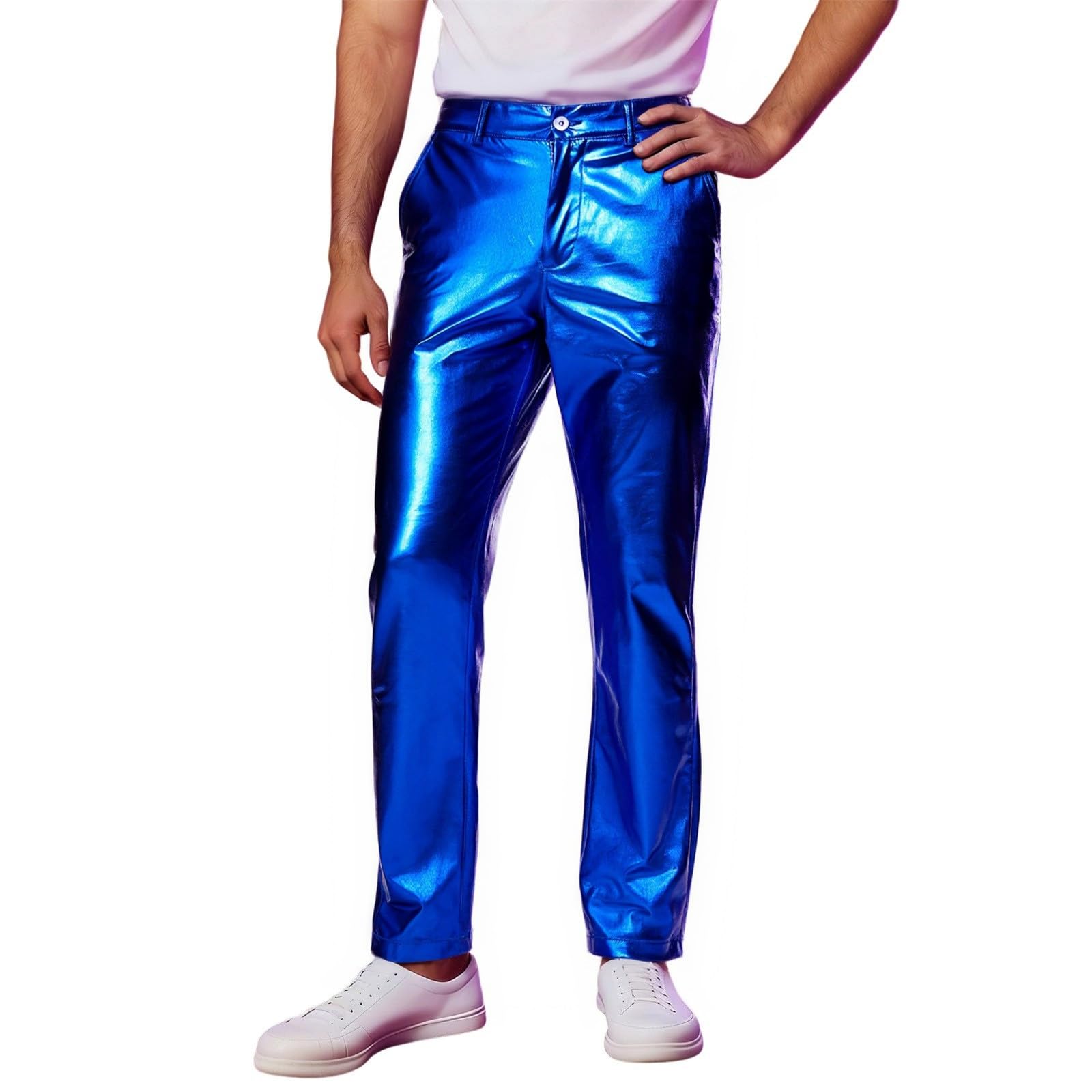 Pantalon à paillettes pour homme - Pantalon de danse hip hop - Pour festival, loisirs - Style rétro des années 80 - Pantalon disco brillant - Costume de carnaval