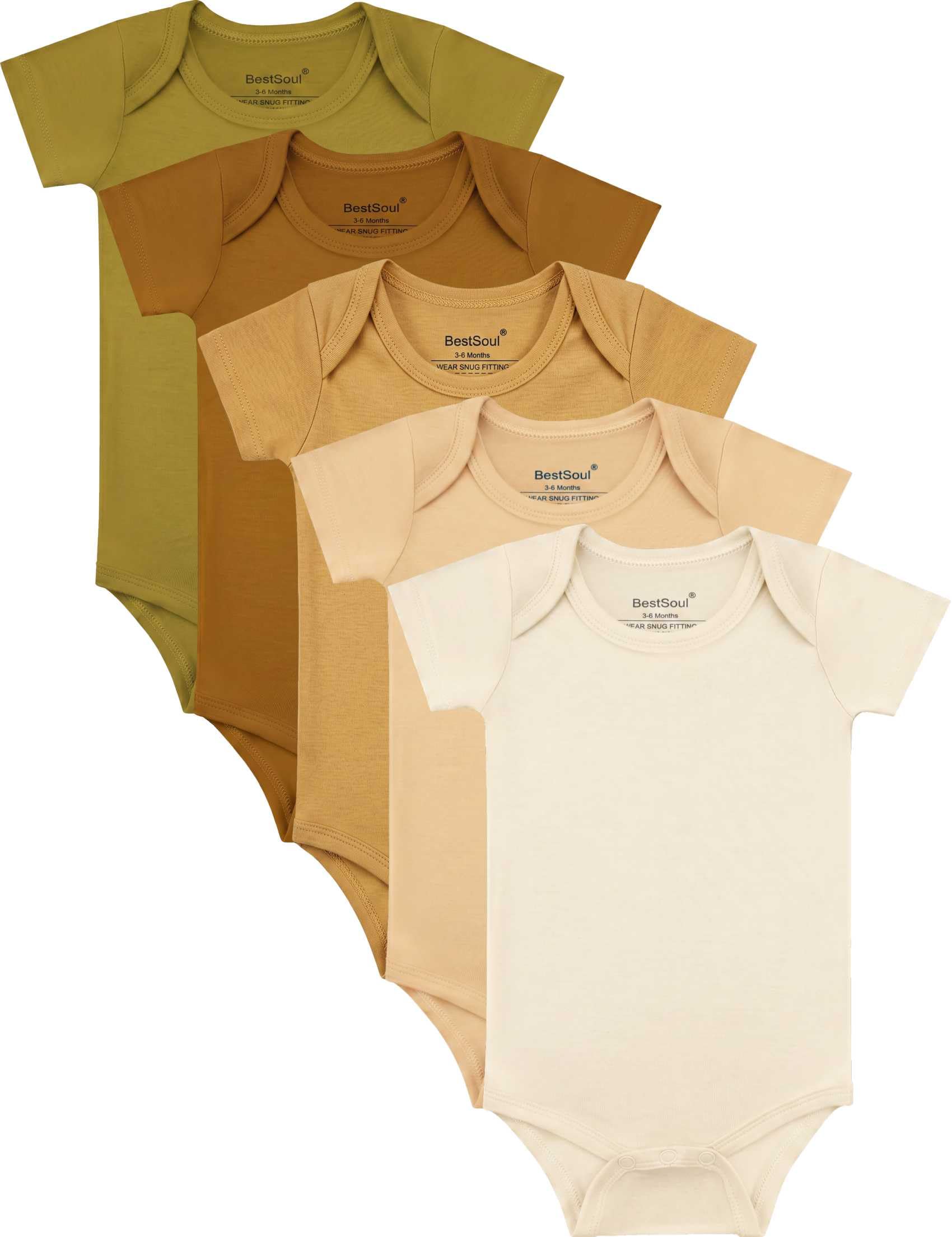 Baby Solid Bodysuit - Super Soft Rayon made from Bamboo - Short Sleeve Long Sleeve Newborn Infant Boy Girl - 5-Pack