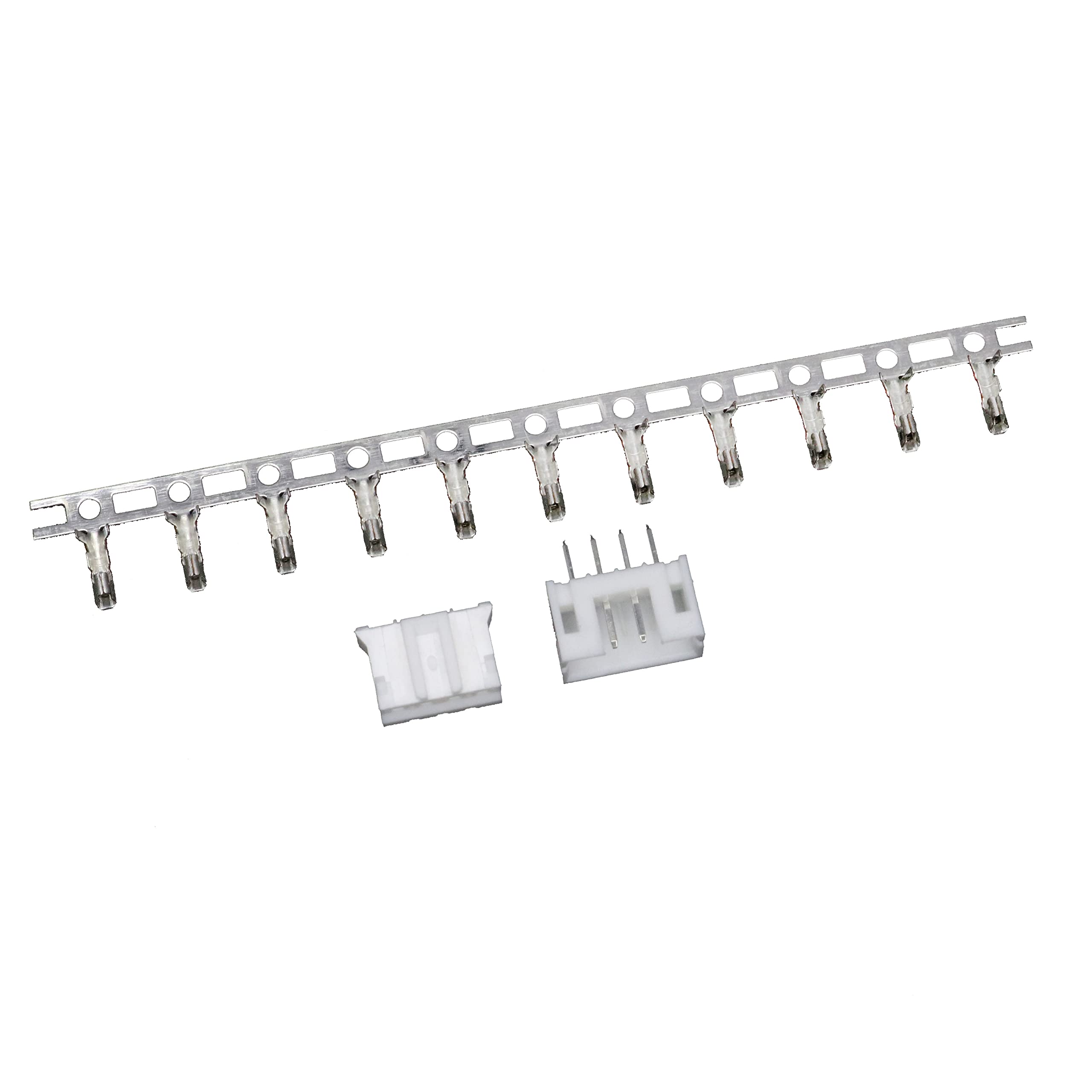 PH 2.0 mm 4-pin Board-to-Wire Crimp Connector Plug + PCB Socket + Crimps, Pack of 50 Compatible With JST PH — image 1