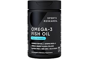 Sports Research Triple Strength Omega 3 Fish Oil 1250mg: Burpless, Pure & Potent Omega-3 Supplement