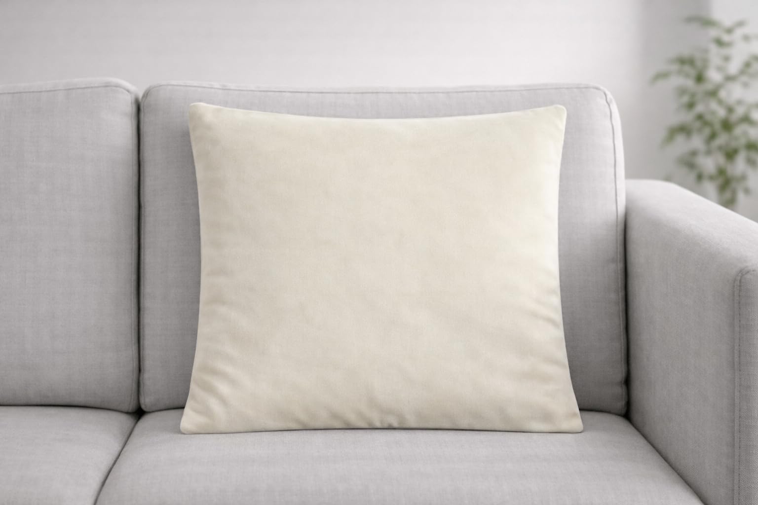 Seechoo Velvet Cushion Covers Pack of 2, Large 55x55cm (22x22 Inch), Soft Luxury Velvet Sofa Cushion Covers, Decorative Throw Pillow Covers for Living Room Bedroom (Cream) — image 1