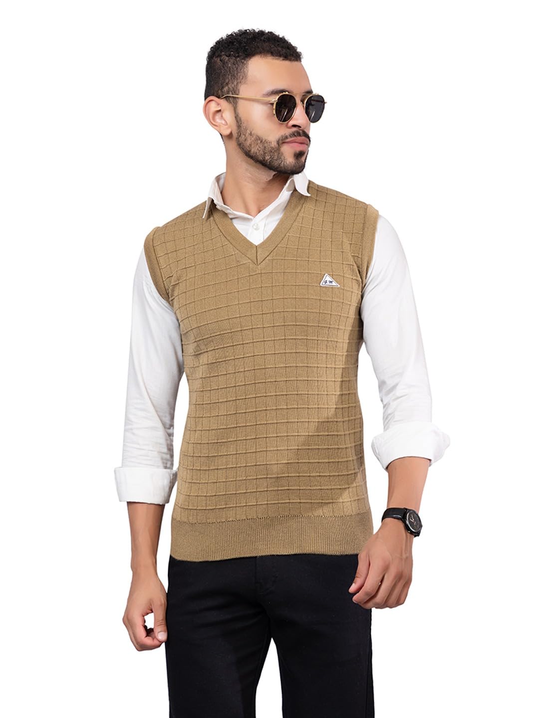wear lusso Men’s Sleeveless Knit Sweater Vest – Classic V-Neck Pullover with Textured Pattern | Lightweight Layer for Office, Casual & Travel Wear-picture-23