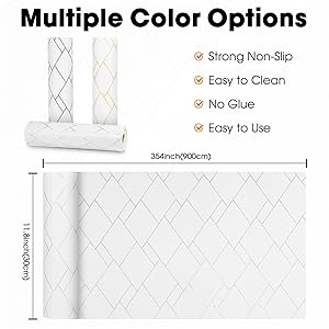 Gopas Drawer and Shelf Liner for Kitchen Cabinets Non-Adhesive, Non-Slip Cabinet Liner Shelf Paper Strong Grip Waterproof Easy to Clean for Kitchen Shelves Cupboard,Silver Rhombus,12IN X 30FT