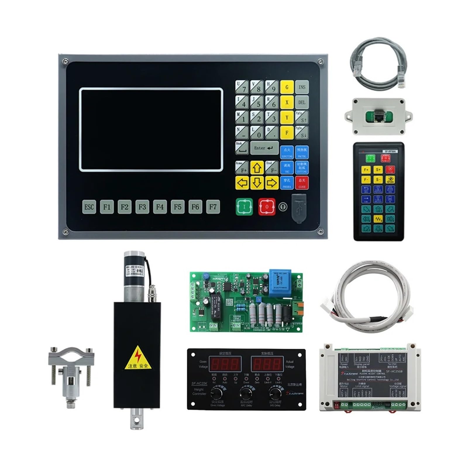 CNC Plasma Cutting ine Offline Control System SF2100C + HC25K Torch Height Controller + JYKB-100-DC24V 100mm Lifter for Factory Automation