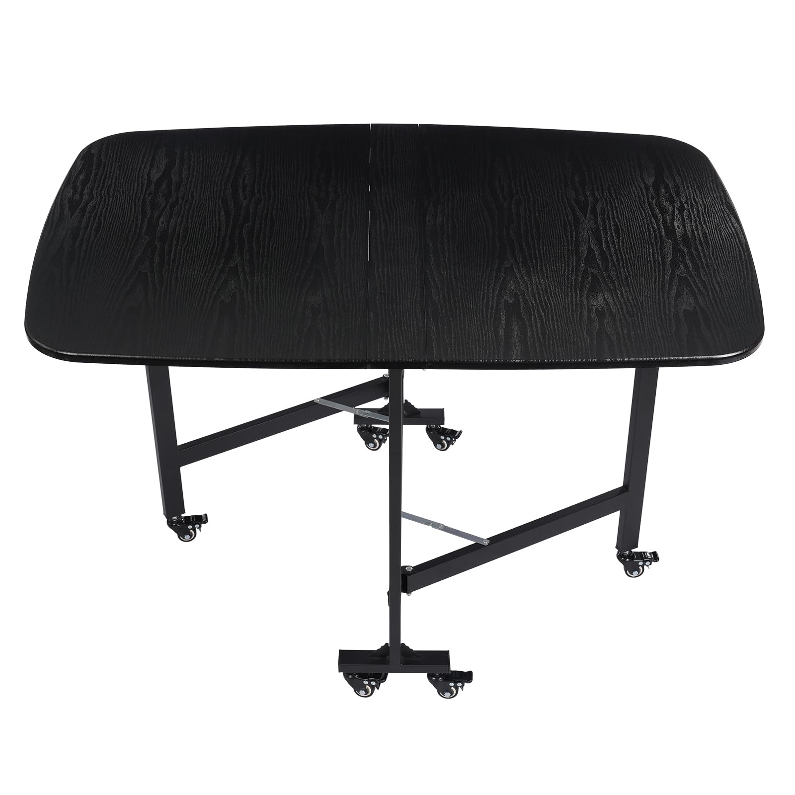 Tavolo da pranzo pieghevole portatile, design con bordi rotondi, piccole stanze, sala da pranzo, cucina, dimensioni pieghevoli 80 x 55 x 10 cm (nero)