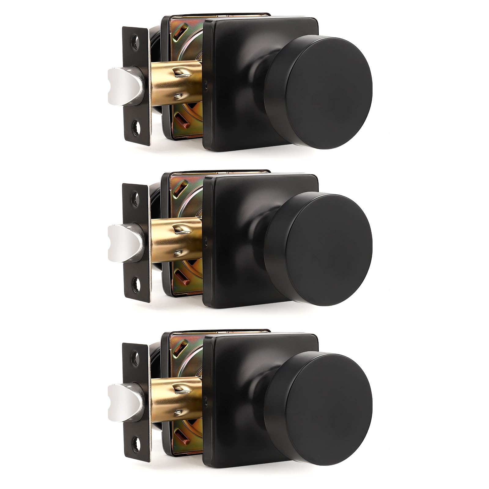 Black Keyless Door Knobs - Privacy & Security -13