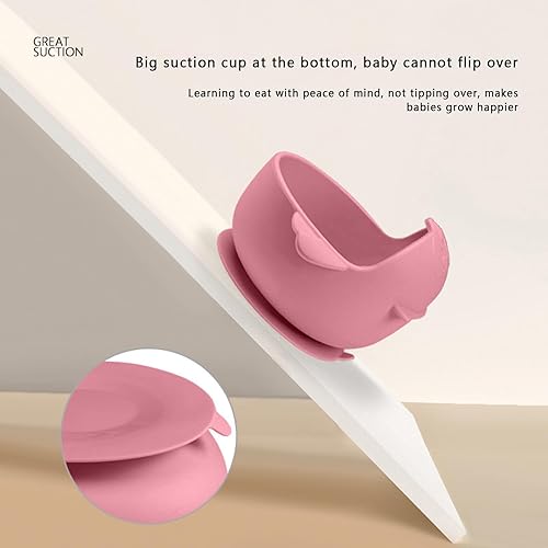 Miniatura 2 de Juego de utensilios de alimentación para bebés de silicona, incluye ventosa, plato dividido, cucharas, tenedores, babero ajustable, suministros de