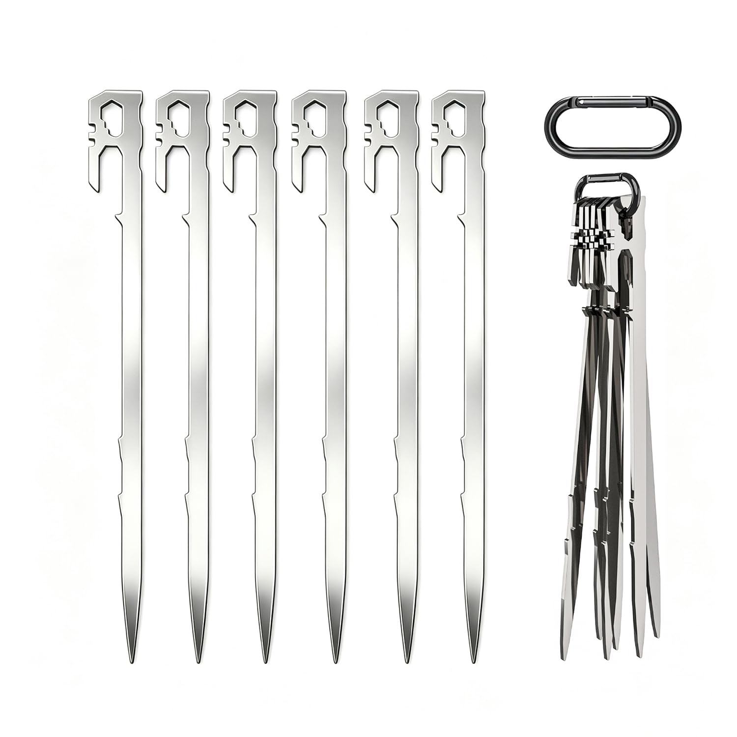 Tent Pegs Metal Heavy Duty Awning Pegs Camping Pegs Weed Membrane Pegs Artificial Grass Pegs Rustproof Hard Ground Pegs for Beach, Garden, Football Goal, Camping, Tents, Gazebos (6 Pack, 22 CM)