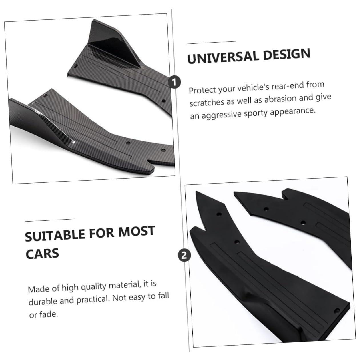 STOBAZA 2Pcs Car Rear Protector Splitters Carbon Fiber Style Spoiler Diffuser for Vehicles Easy Installation with Pre Drilled Durable Black Finish