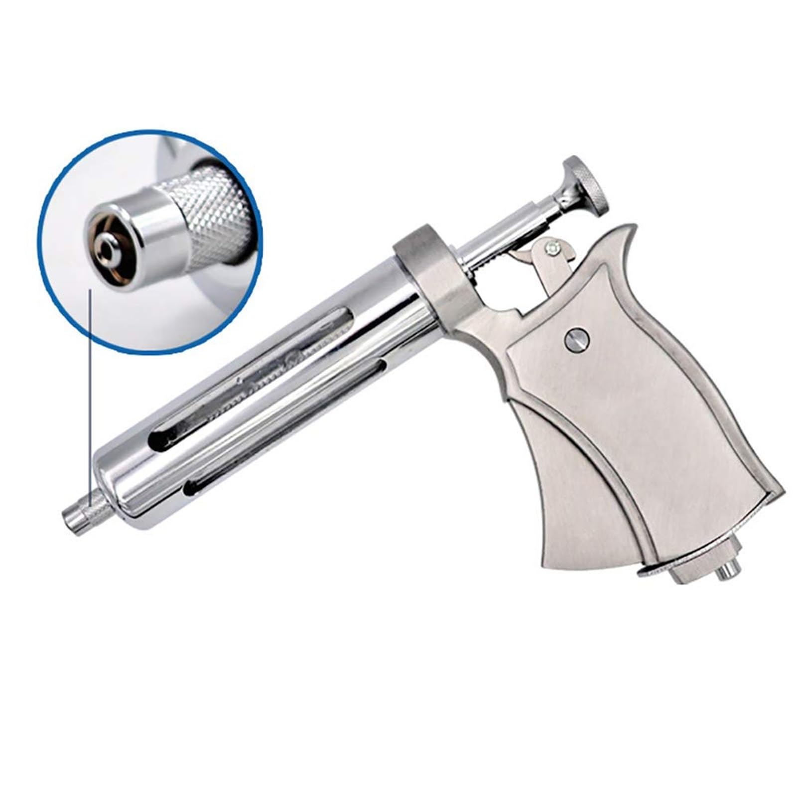 Pistola de jeringa semiautomática ajustable de acero inoxidable para inyección de vacunas veterinarias en caballos, ovejas y cerdos