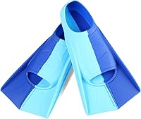 Vista 58 de Aletas de natación para niños, aletas cortas para niños y jóvenes, aletas de natación para entrenamiento de natación para niños, niñas, niños Azul