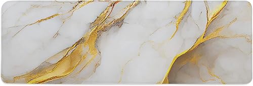 Tapetes y alfombras de cocina acolchadas antifatiga con diseño de mármol dorado y gris moderno abstracto minimalista absorbente tapete para puerta