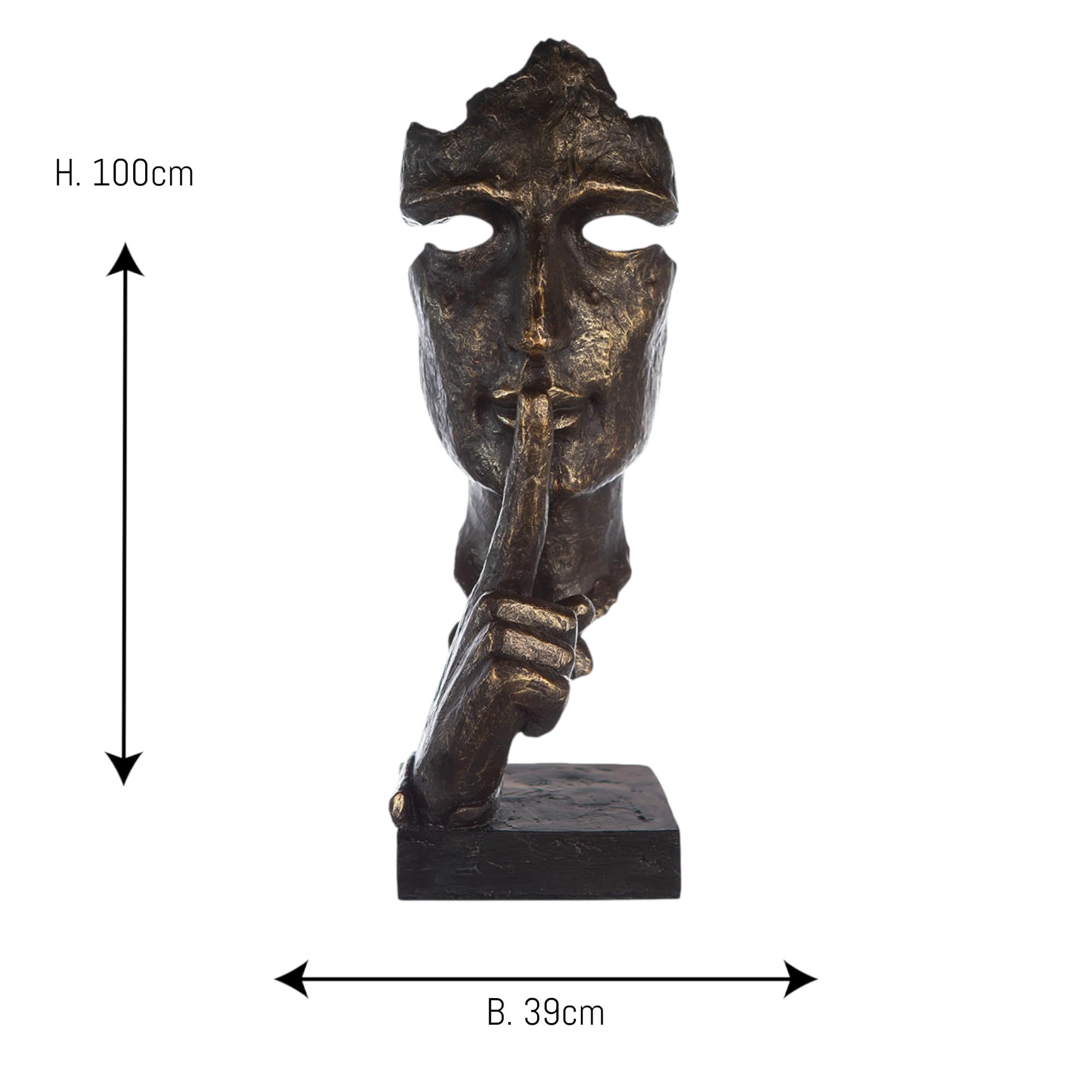 Casablanca Silence - Escultura de Resina - Bronce Antiguo - Altura 100 cm - decoración de Cara - Arte - Accesorio para el hogar - Regalo