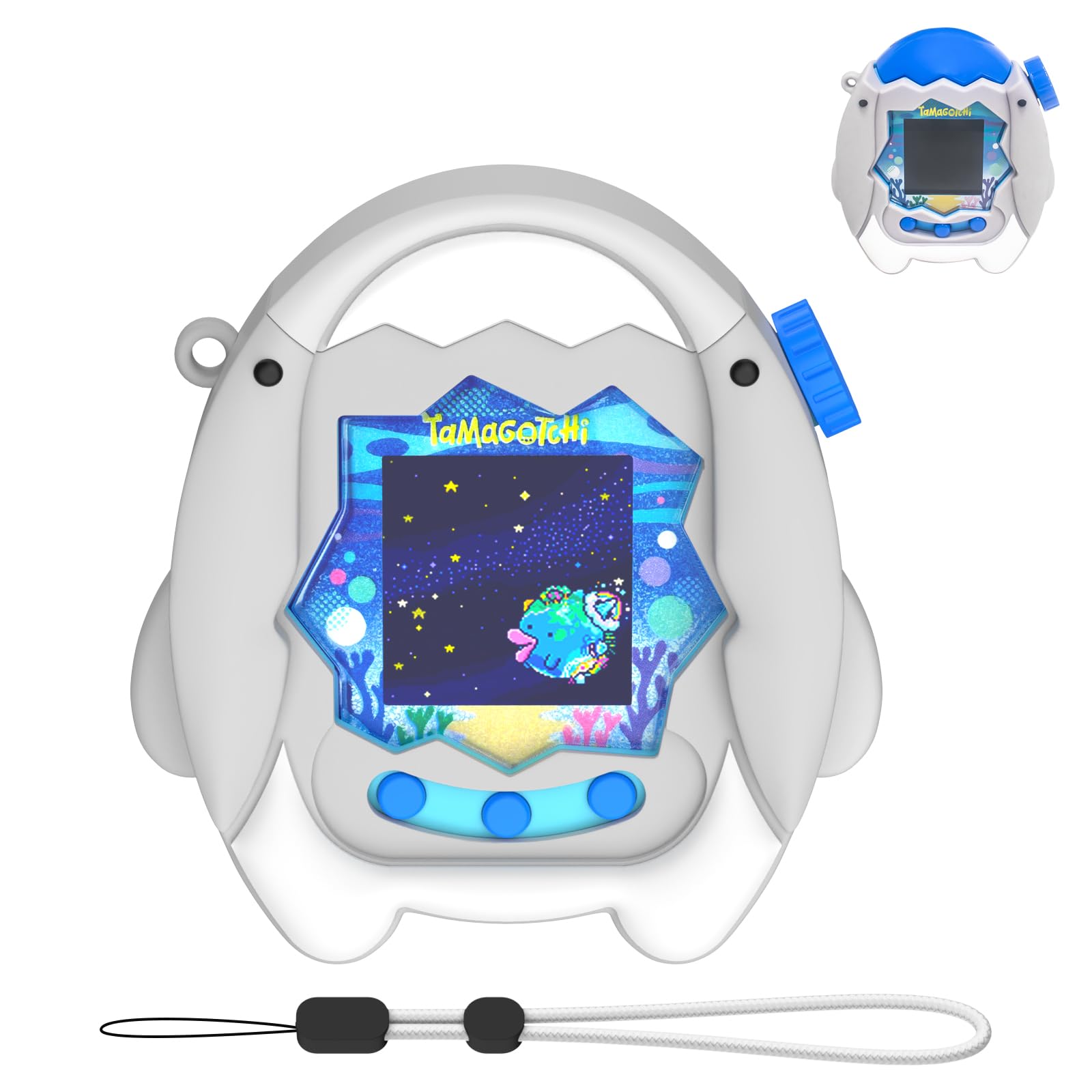 Custodia In Silicone Con Cordino Per Tamagotchi Paradise – Antigraffio, Antiurto, Con Tappo Di Protezione, Adorabile Design A Orecchie 3D (blu Brillante)