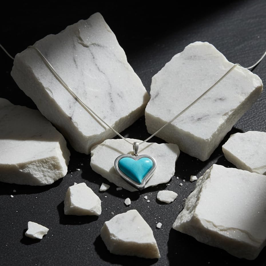 Turquoise Jewelry Heart Necklace: Sterling Silver Jewelry - Native American Jewelry Gifts - Image 5