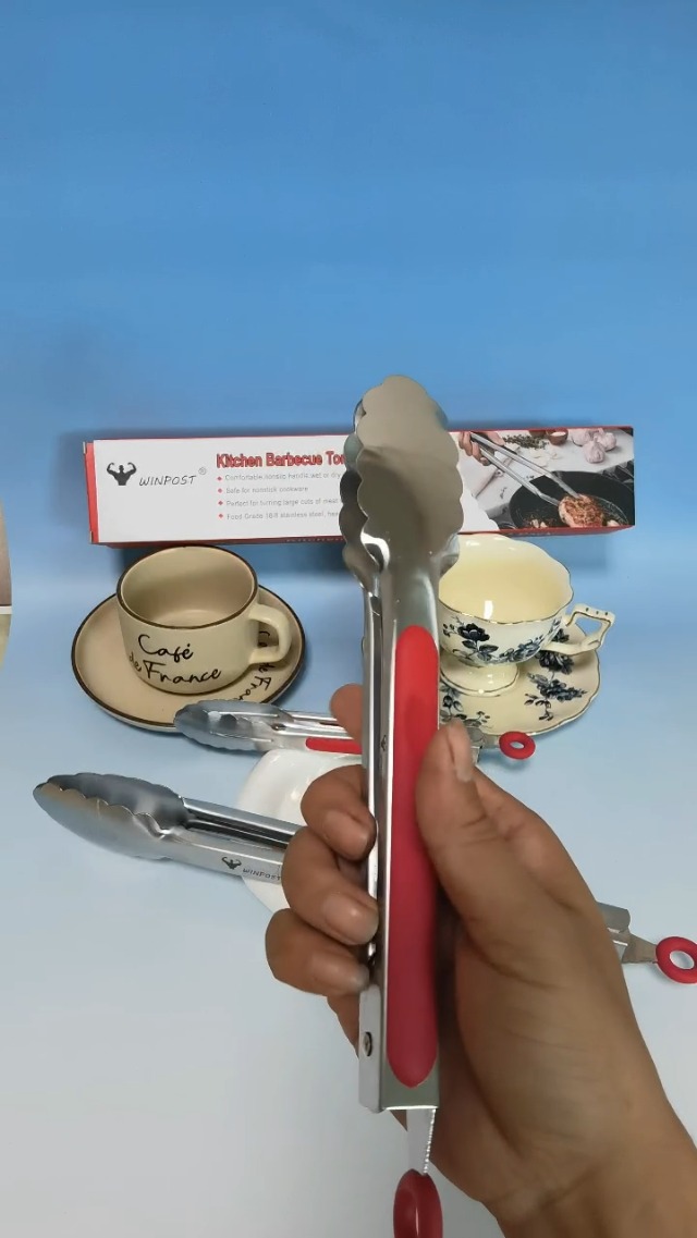 WINPOST Pinze Da Cucina In Acciaio Inox - Set Di 2 (27cm E 34cm), Manico Antiscivolo Resistente Al Calore