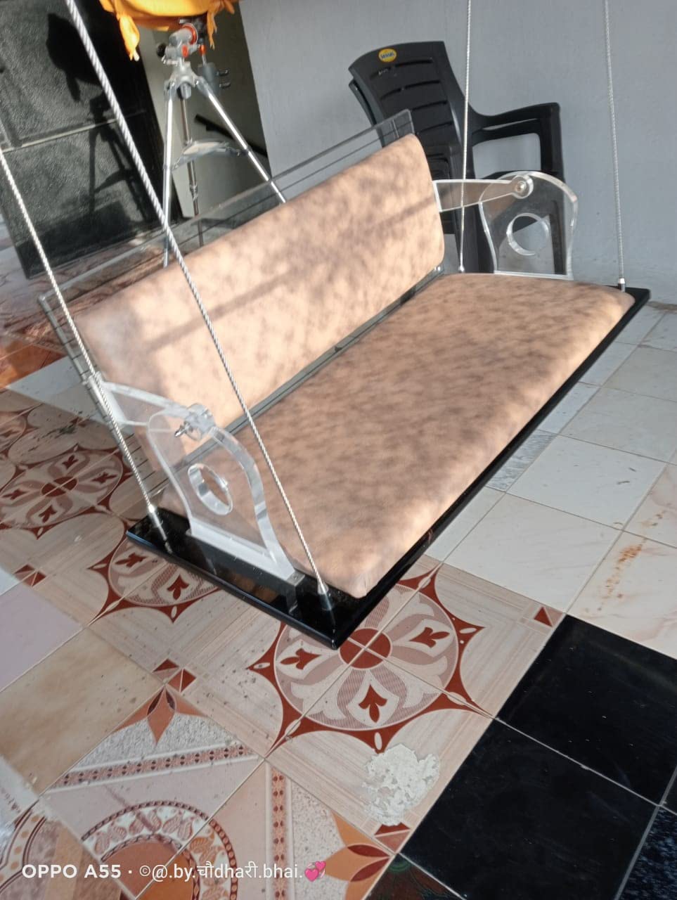 4 Feet Acrylic Reversible Back Swing with Cushion/Two Seater Acrylic Swing-image-13