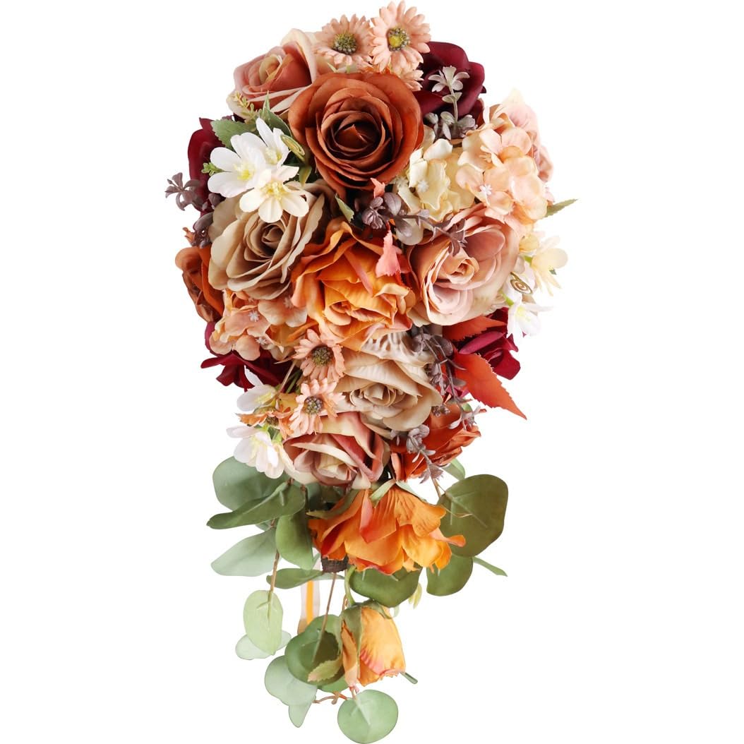 HUFFA Wedding Simulation Bride Holding Flowers - Elegant Waterfall Bouquet for Bridal Decor