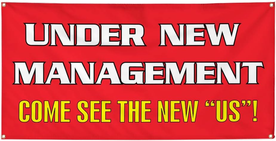 Vinyl Banner Multiple Sizes Under New Management come See The Us Business Banners Outdoor Weatherproof Industrial Yard Signs Red 4 Grommets 16x40Inches
