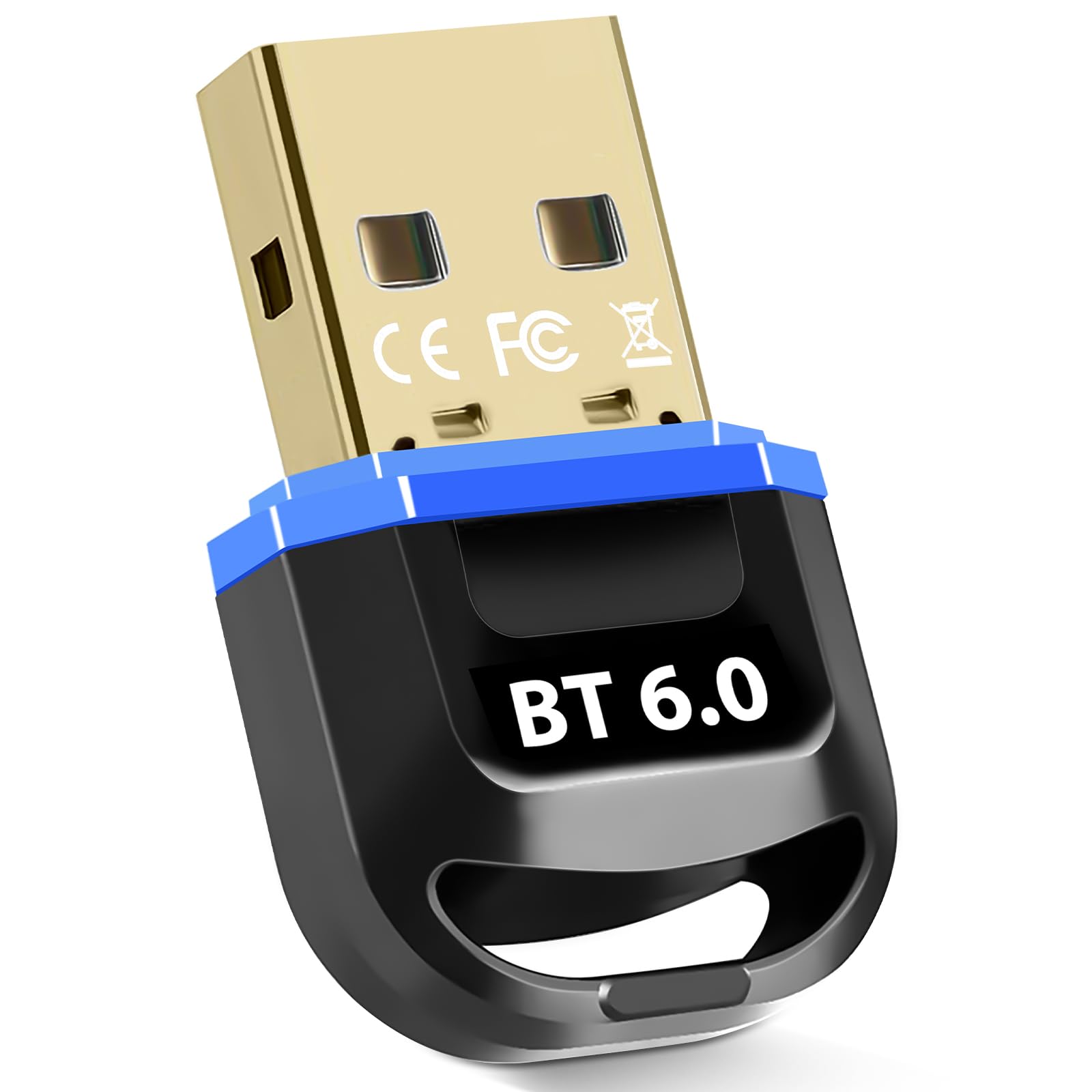 Adattatore Bluetooth 6.0 per PC, adattatore USB Bluetooth per desktop, laptop, PC, auricolari, tastiera, mouse, Bluatooth stereo, con Windows 11/10/8.1