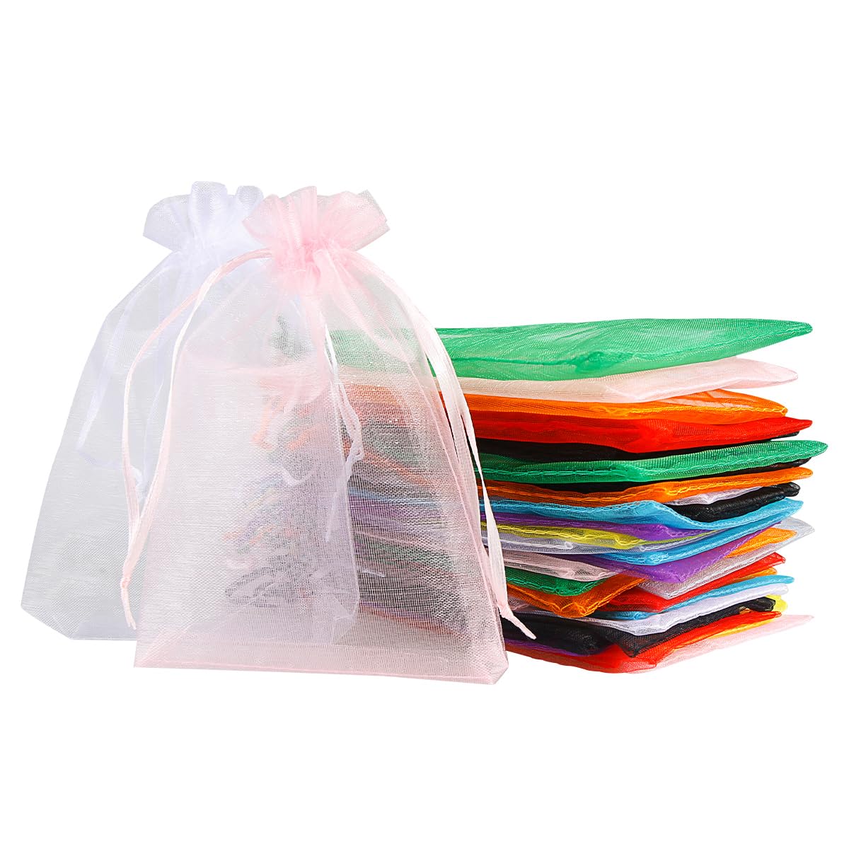 DoGeek 60pcs 2.76" X 3.54" Organza Bags, Mesh Bags with Drawstring Jewelry Pouches Wedding Favour Bag Small Gift Bags Wedding Party Christmas Gift Halloween Candy Bag (White, 9 * 7 cm) — view 21