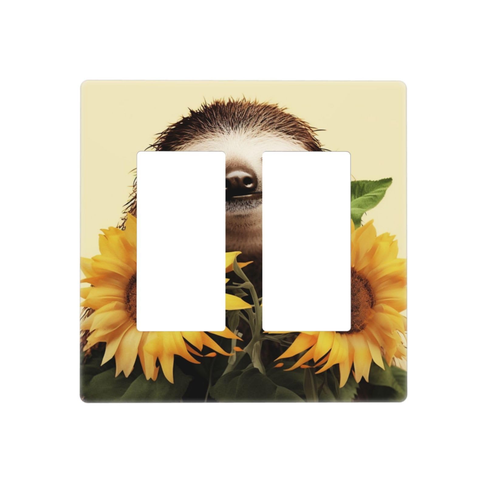 Decorator Wall Plate 2 Gang Light Switch Covers Sloth Sunflower Wallplate Double Toggle Switch Plate Standard Size Electrical Outlet Covers Decorative Wall Switch Plate Cover