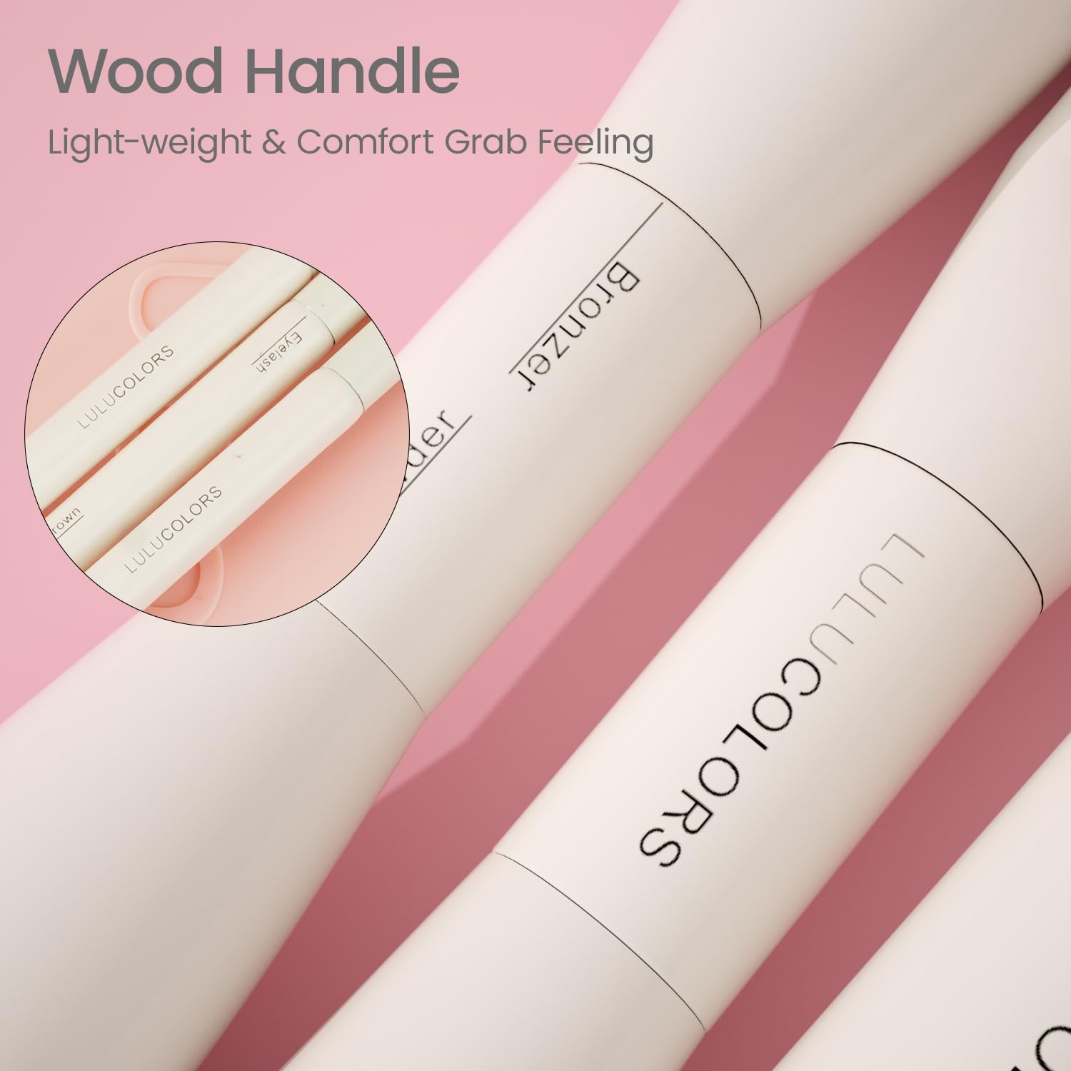 13-in-1 Dual-Ended Makeup Brush Set with Sponge & Travel Case – 7 Multi-Functional Brushes for Face & Eyes – Soft Bristles, Wooden Handles – Available in Cream, Green, or Pink (Blush Pink) - Image 6