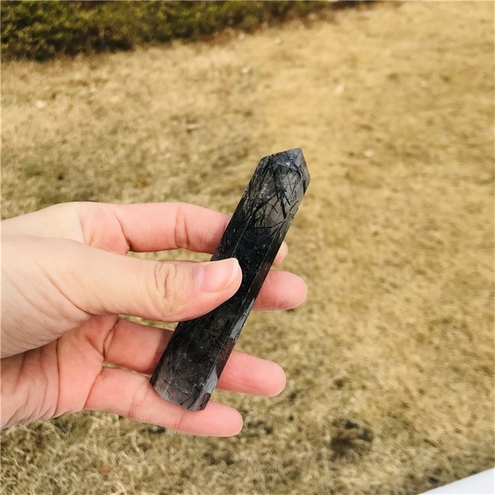 Amazon.co.jp: 家の装飾 1 PC 天然クリスタルストーン黒髪石クリスタル