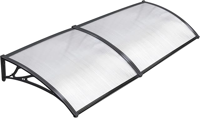 Yaheetech Front Door Canopy, Door Porch Canopy, Rain Cover Awning Shelter Outdoor Roof Shade Patio, Black, 240 x 80 x 23 cm