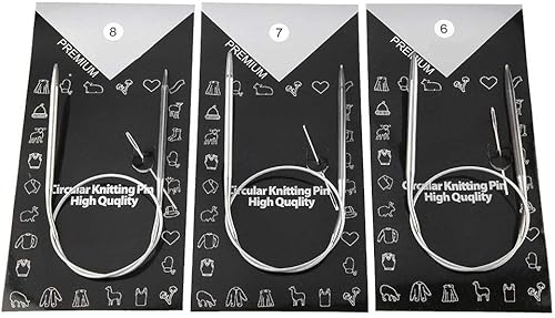 Miniatura 7 de Aguja de tejer circular, 11 piezas de acero inoxidable de 43/65/31.5 in de acero inoxidable de varios tamaños, kit de tejido de aguja de tejer