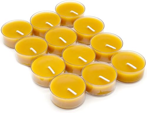 Miniatura 9 de Velas de té de cera de abeja cruda 100% pura, velas orgánicas hechas a mano (juego de 48)