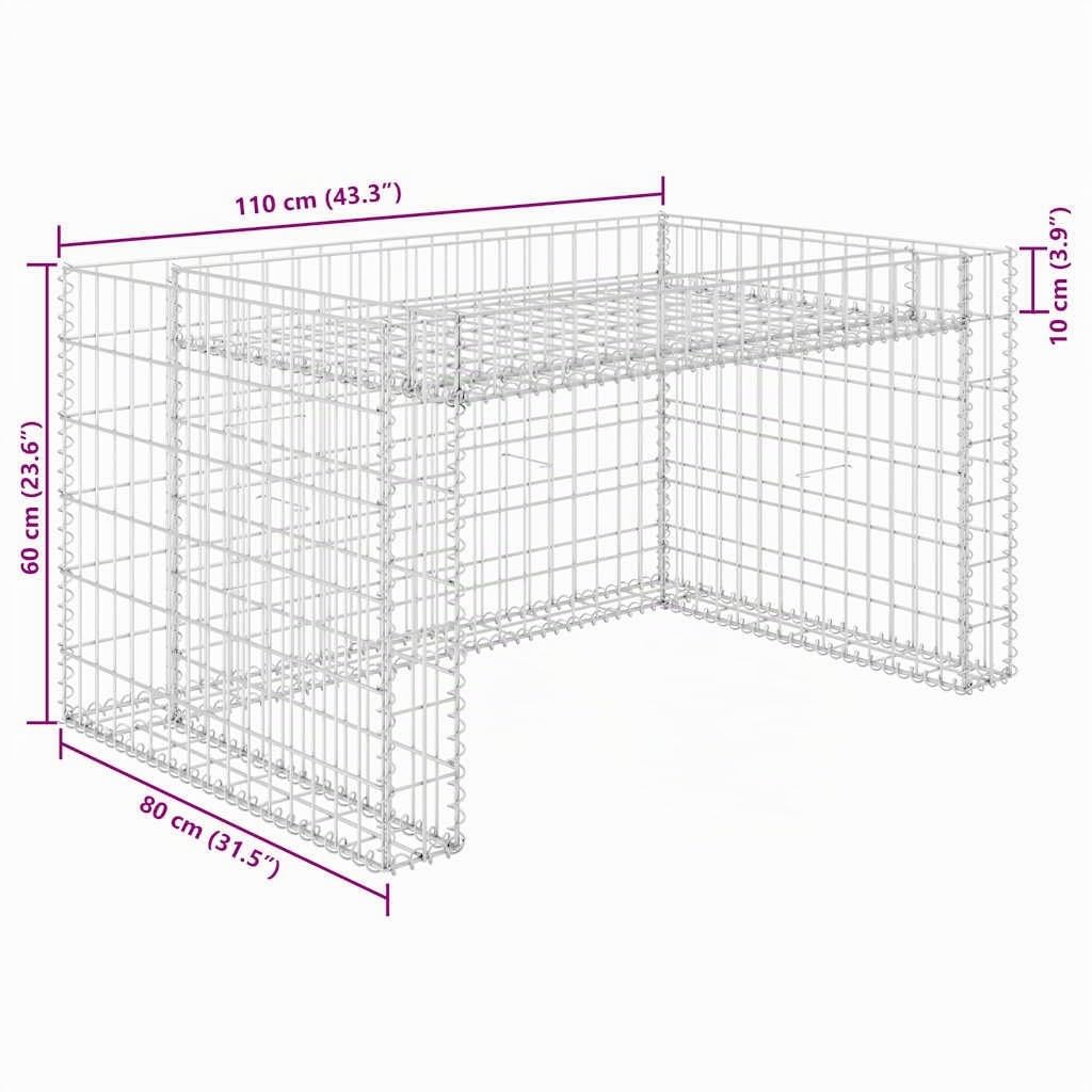 Garage Tondeuse à Gazon lit surélevé 110x80x60 cm Fil en Acier, Abri de Protection Garage pour Robot Tondeuse pour Jardin