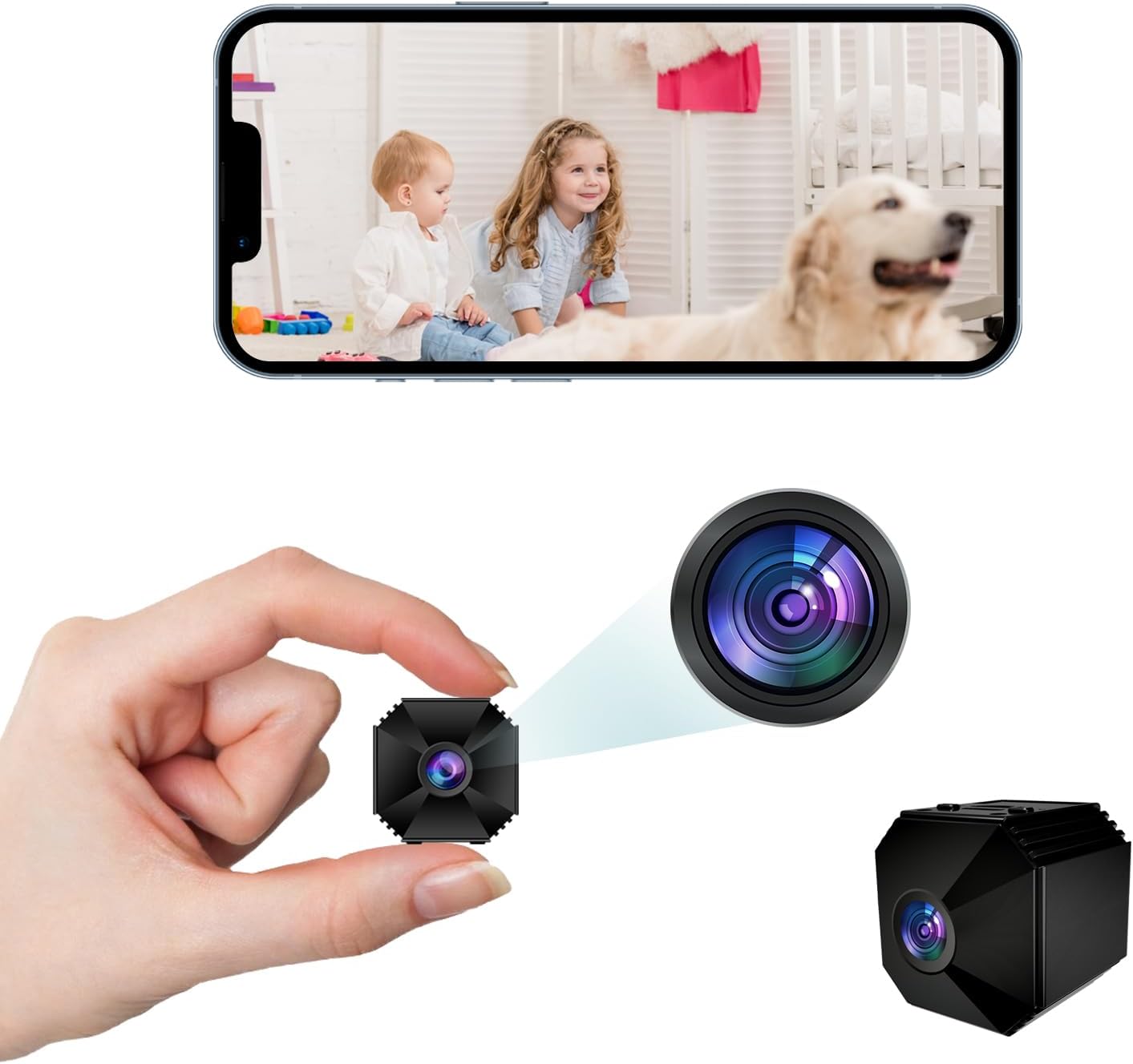 Mini Camera - Security 4K Mini Indoor Camera - Baby and Pet Monitor with WiFi, Surveillance Nanny Cam with APP Control, with Auto HD Night Vision and Motion Detection Alert, Perfect for Home