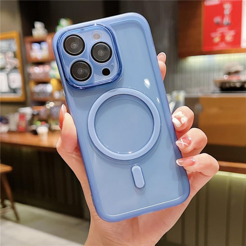 Coque antichoc iPhone 14 Pro Max magnétique transparente protection objectif bleu - 8