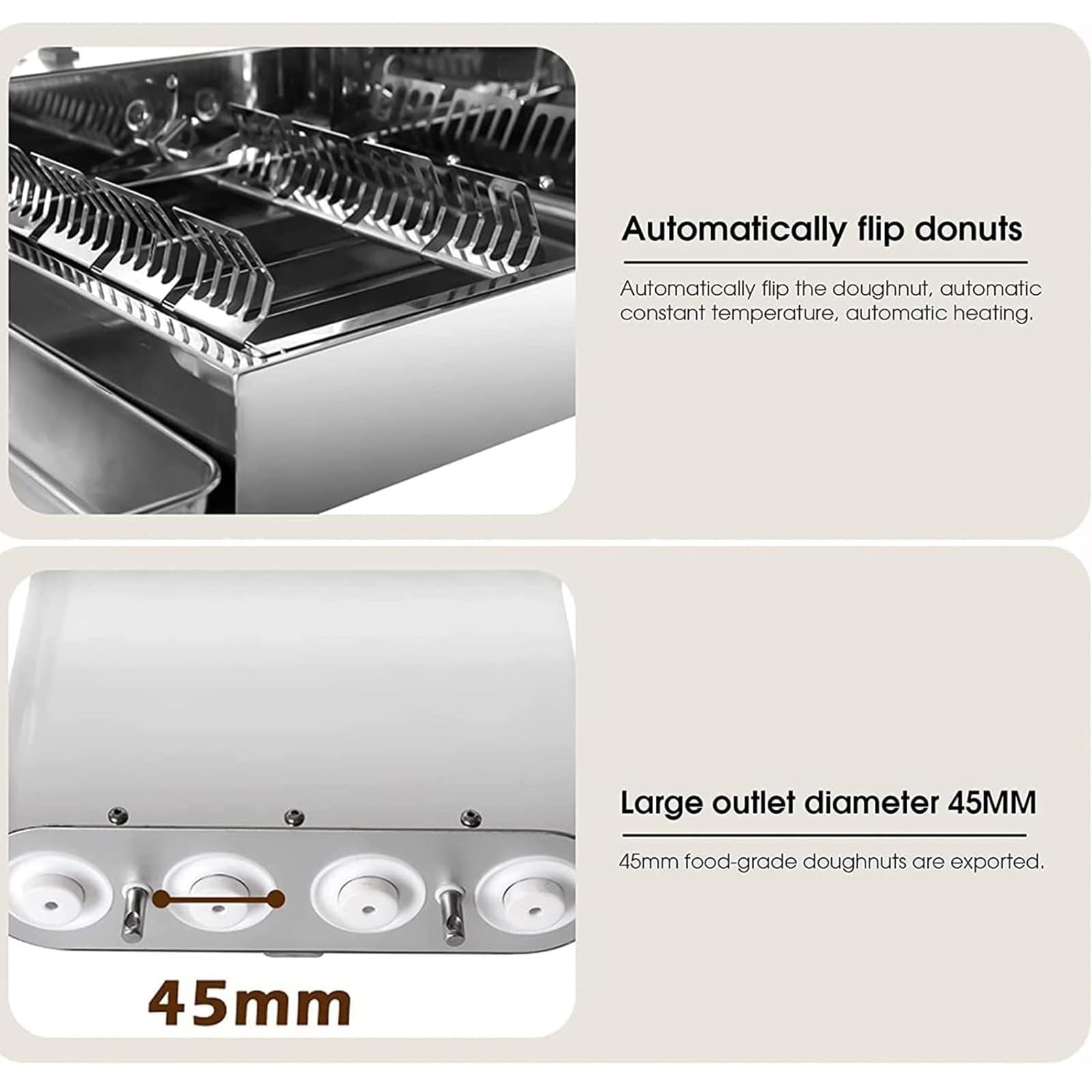 Machine à Beignets Automatique Commerciale à 4 Rangées, Friteuse à Beignets 2000 W, Trémie De 5,5 L, Grande Capacité, pour Boulangerie, Chariot Alimentaire