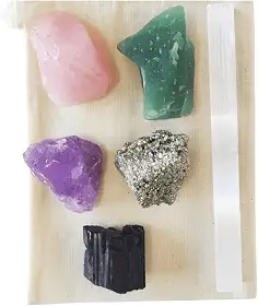 Kit de Cristais para Iniciantes - Bastão de Selenita, Quartzo Rosa, Quartzo Verde, Ametista, Turmalina Negra e Pirita | Energização, Proteção, Equilíbrio e Cura Emocional para Iniciantes no Mundo dos Cristais.