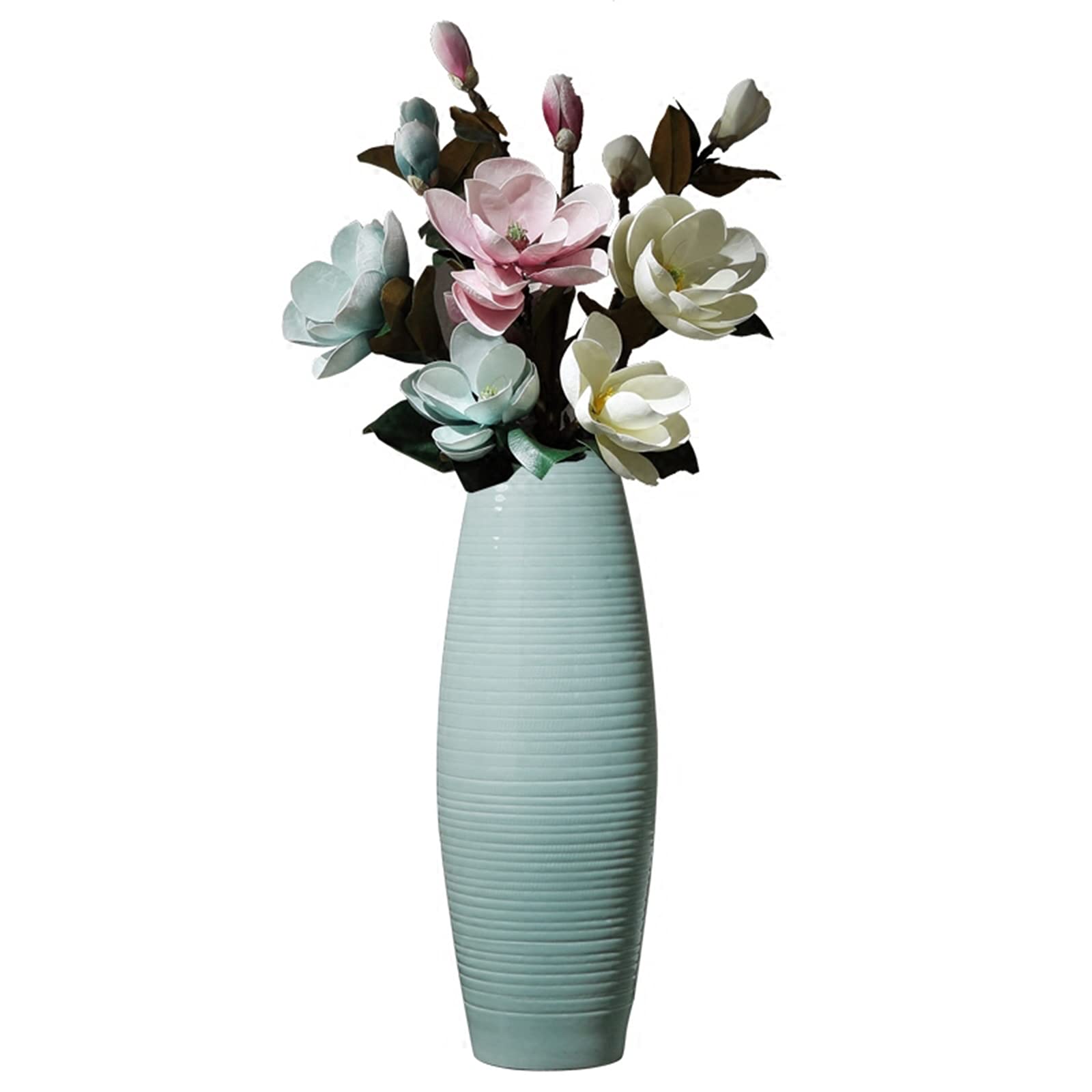 asdchZen Indoor Gardening Blue Ceramic Vase, Floor-Standing Large Vase Living Room Corridor Corner Decorative Vase,22 * 80CM