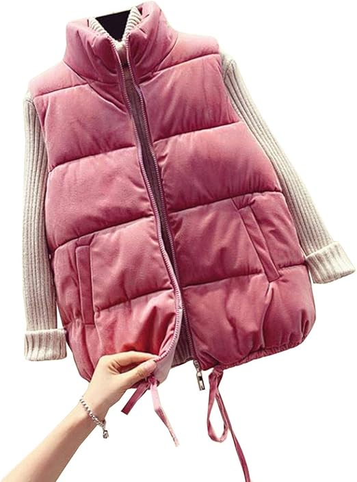 Amazon Aisaidunレディース ダウンベスト 秋 冬 あったか ベスト レディース 中綿ベスト 立ち襟 ファスナー 柔らか 保温 防風 防寒 レディース ダウン ベスト おしゃれ 韓国風 ベスト ベスト 通販