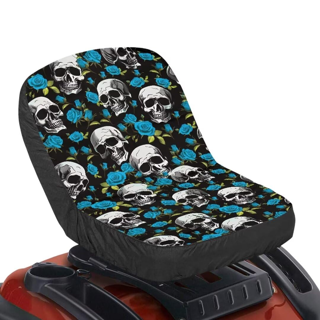 FUIALDOLG Skull Head Universal Harvester Seat Cushion Covers Tractor Seat Cover Mats Universal Fit Waterproof Polyester Canvas Fabric