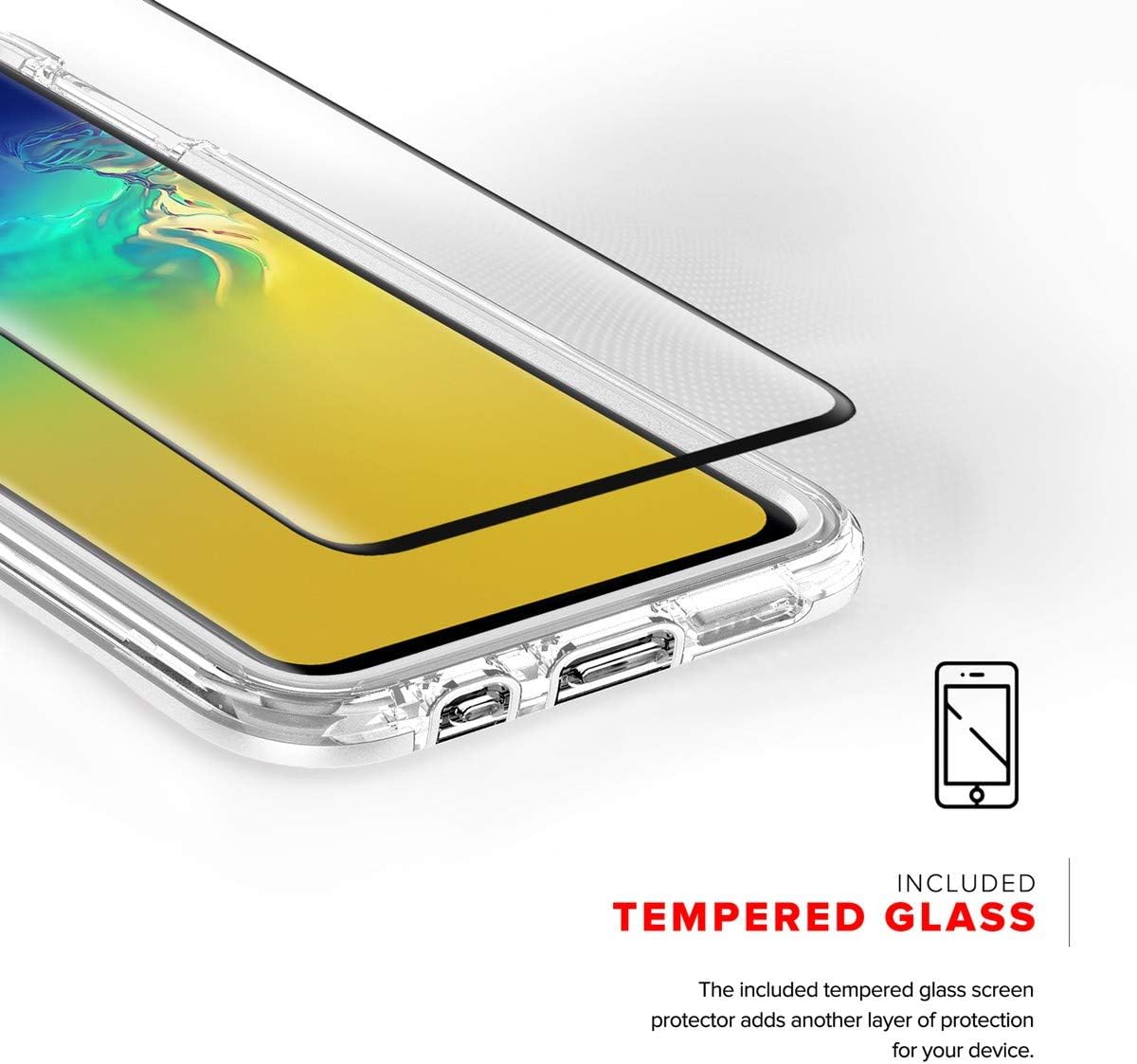 ZIZO ION Series for Samsung Galaxy S10e Case Military Grade Drop Tested with Tempered Glass Screen Protector Silver Clear