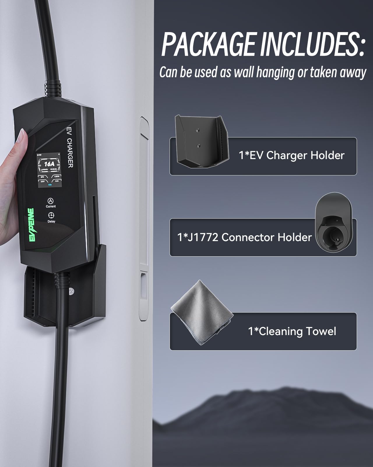 Osoeri EV Chargeur Type 2, 3.68KW Portable Chargeur Voiture Électrique 6/8/10/13/16A Courant