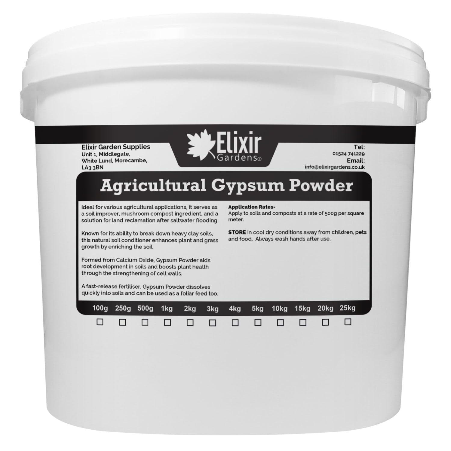 Elixir Gardens Agricultural Gypsum Powder (Calcium Sulphate) | Natural, Soluble Fast-Release Soil Improver & Conditioner, Ideal for Clay-Heavy Soils | 5kg Tub