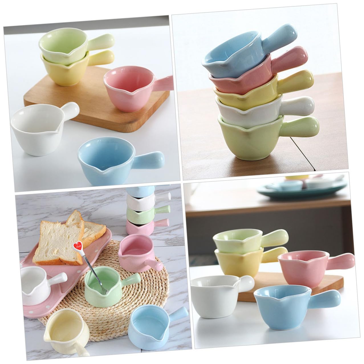 Gatuida 5pièces Pot à Lait Céramique avec Anse Tasse de Conservation pour Restaurant Pichet à Café ou Doseur de Sirop pour Maison Réceptions